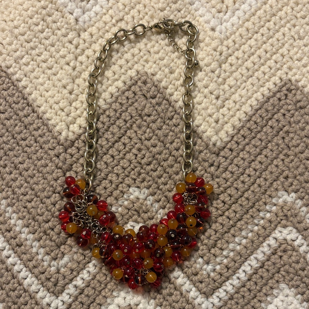 Elegant Red and Gold Beaded Necklace